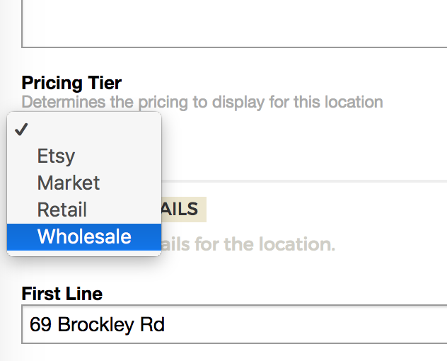 Setting pricing tiers for locations in Craftybase
