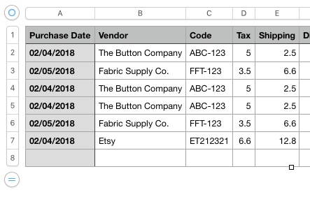 Excel expense importing