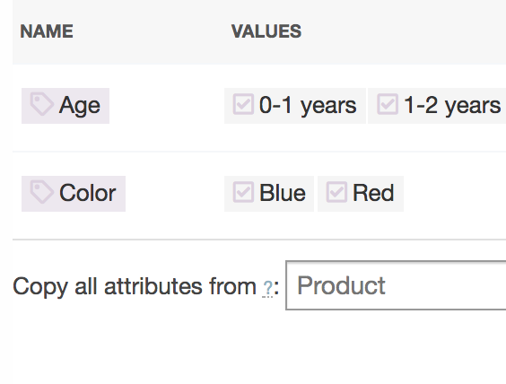 Copy variation attributes between products