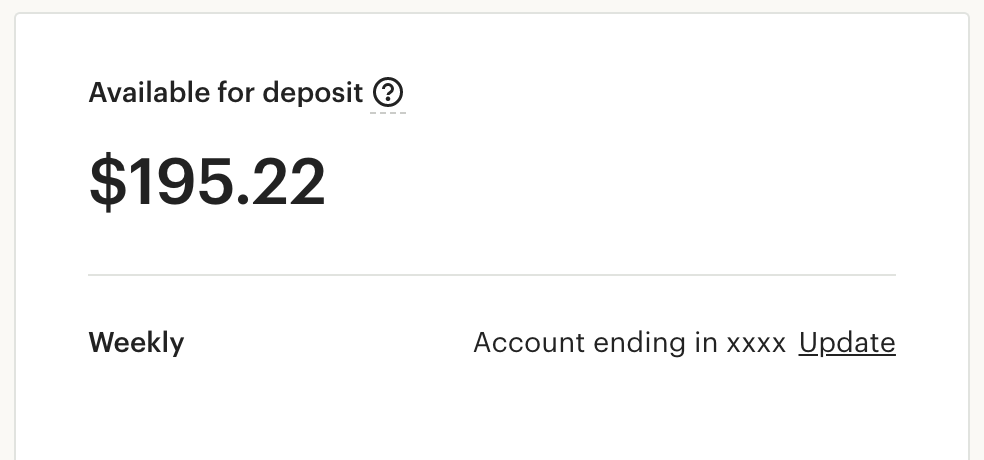 Etsy Payment Account - What is the Amount Available for Deposit?