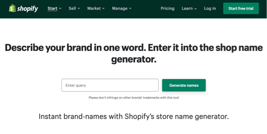 Etsy name generator: Shopify