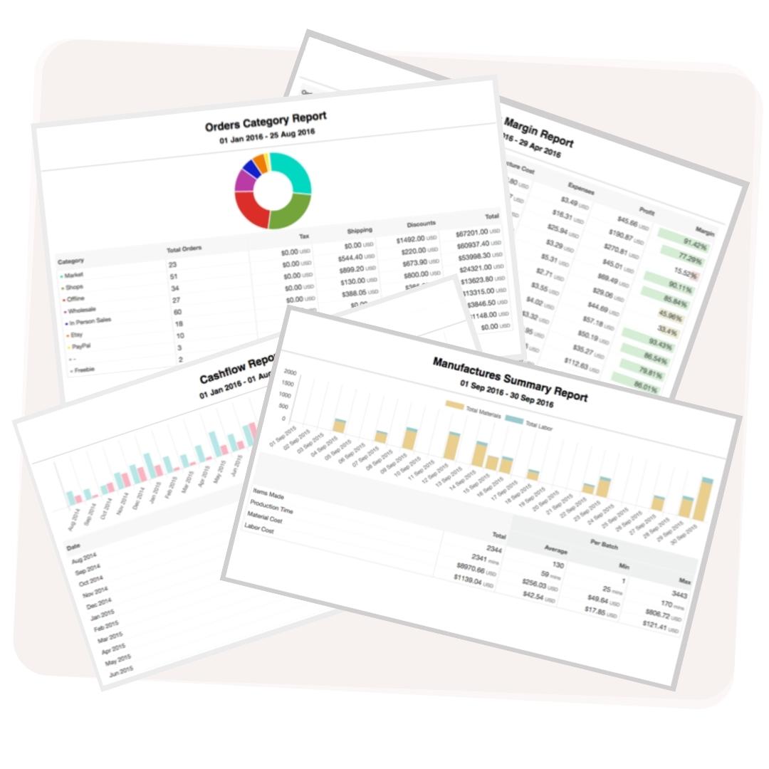 Reports and analytics for small manufacturing business